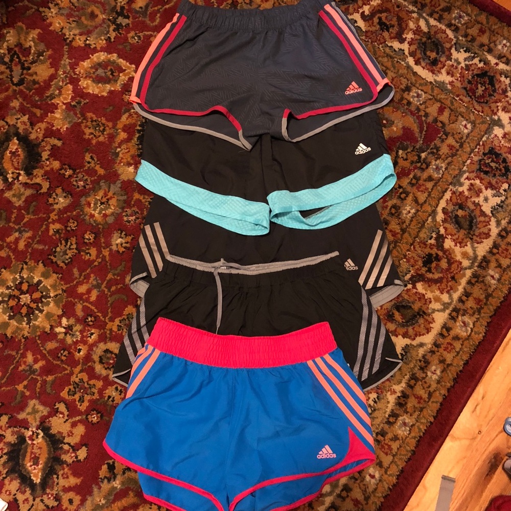 Lot of 5 pairs of adidas running shorts. Medium